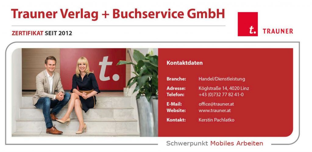 Festbroschüre und Jahrbuch 2023/2024 Trauner_Verlag wird als familienfreundliches Unternehmen von der BM Gabriele Raab ausgezeichnet. | Potenzialfinder.com und Dr. Sabine Wölbl gratulieren sehr herzlich!