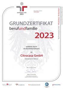 Zertifikat Citrocasa von der BM Gabriele Raab ausgezeichnet. | Potenzialfinder.com und Dr. Sabine Wölbl gratulieren sehr herzlich!
